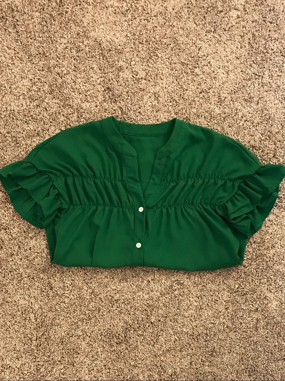 SHEIN Green Ruffle Sleeve Button-Front Blouse - Picture 4 of 4